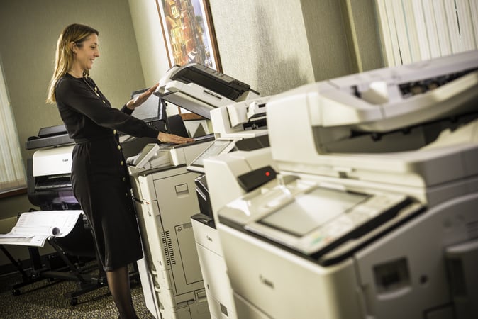 woman at printer