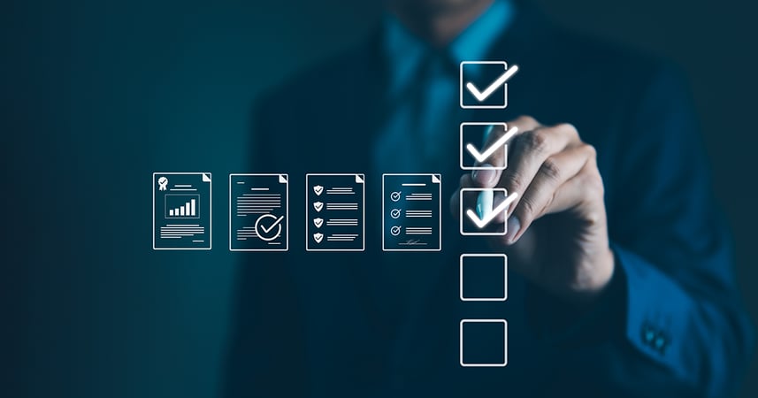 checking boxes on a computerized checklist