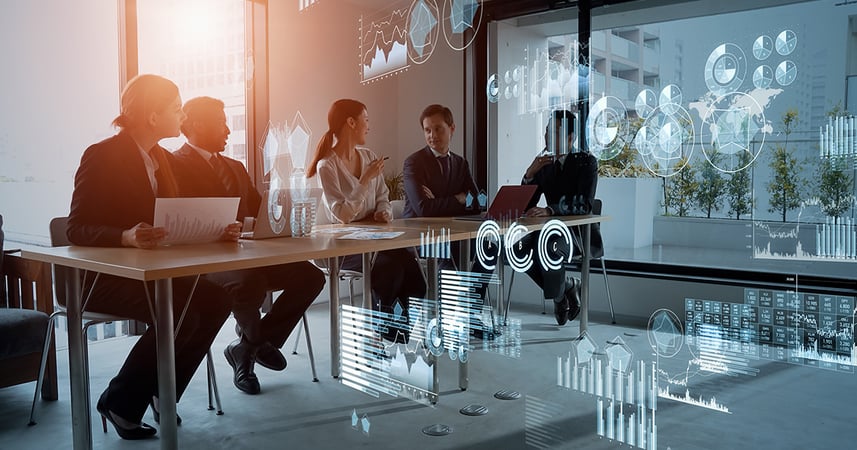 Office workers in a conference room having a meeting