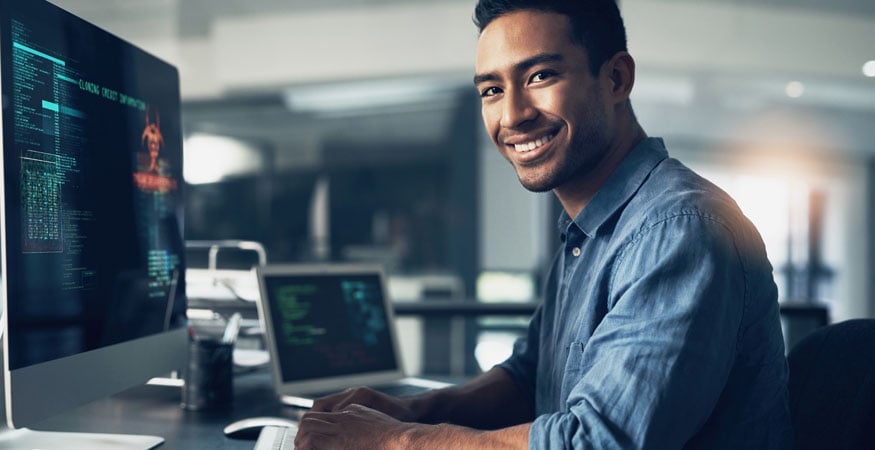 Happy Tech Employee at Work