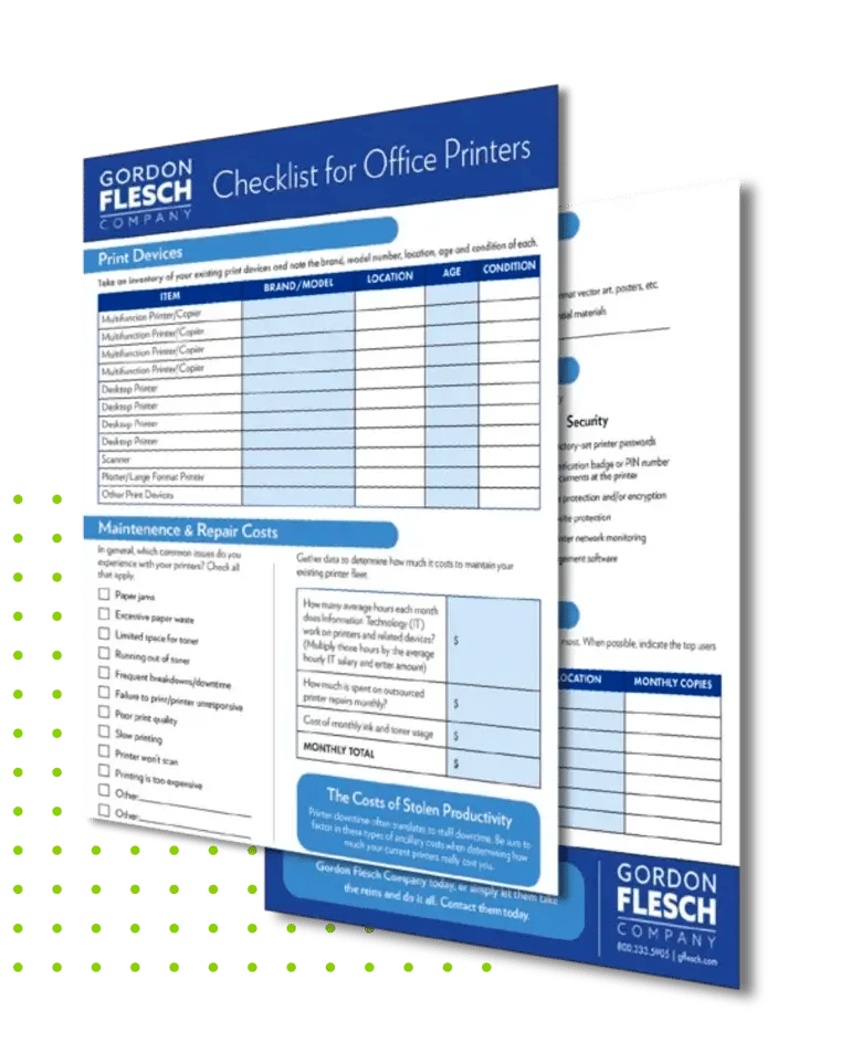 Checklist for office printers document