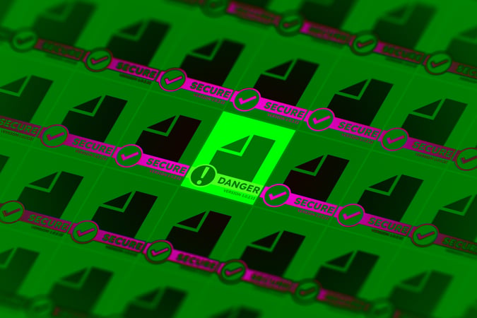 image of document icons in rows with each saying SECURE except one that says DANGER
