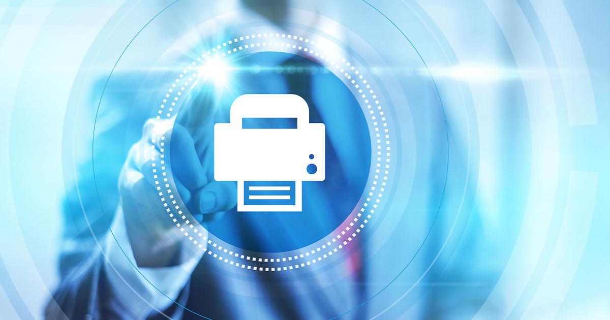 finger pointing toward a print security icon
