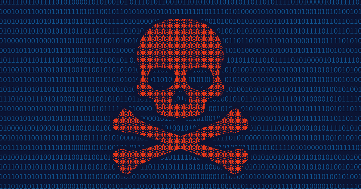 Pirate skull and crossbones dotted low resolution photo shown on a computer screen