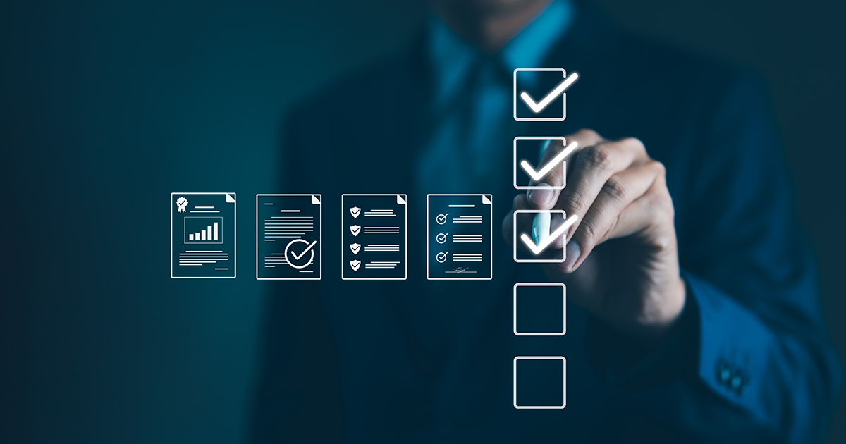 checking boxes on a computerized checklist