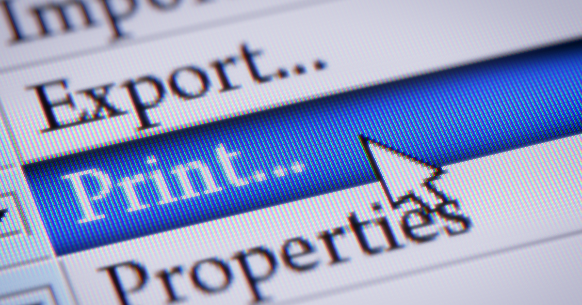 choosing the "Print" function from a drop down menu on a computer