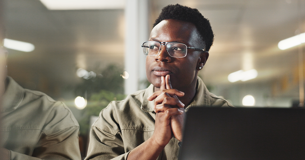 man thinking at work