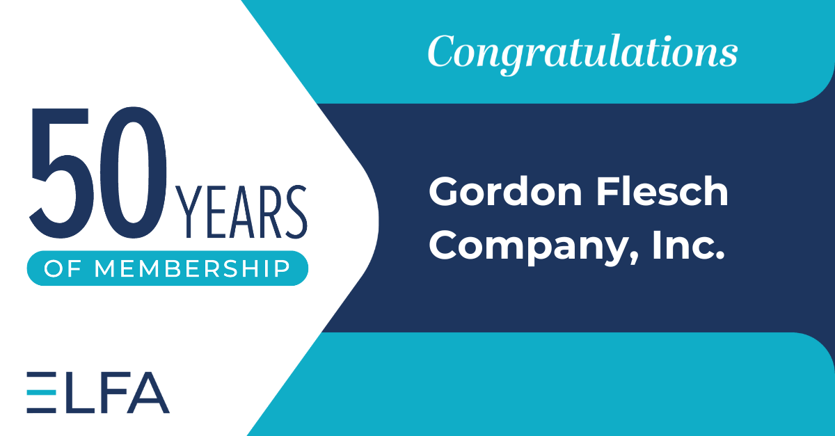 Gordon Flesch Company Celebrates 50 Years of Membership in the Equipment Leasing & Finance Association
