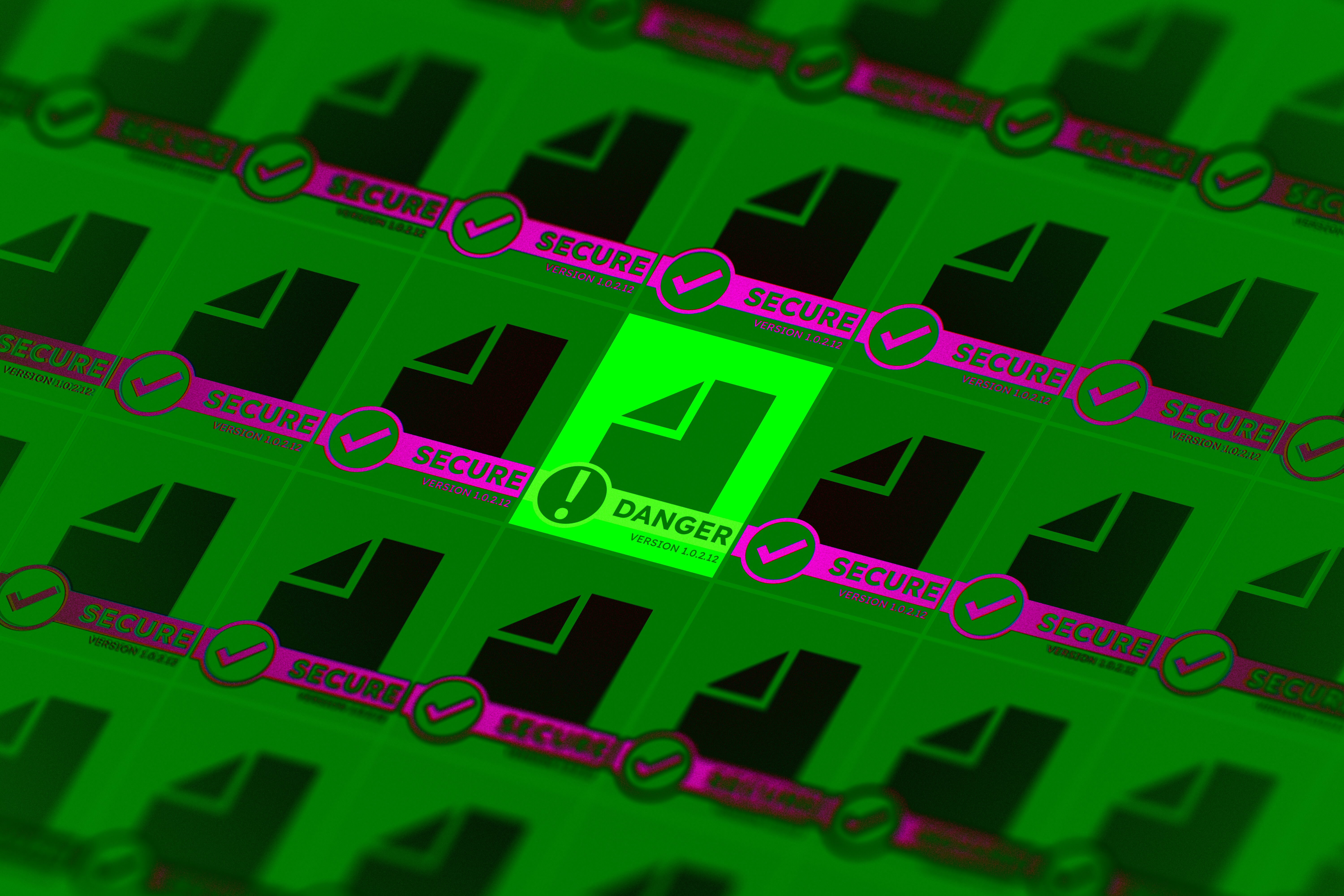 image of document icons in rows with each saying SECURE except one that says DANGER