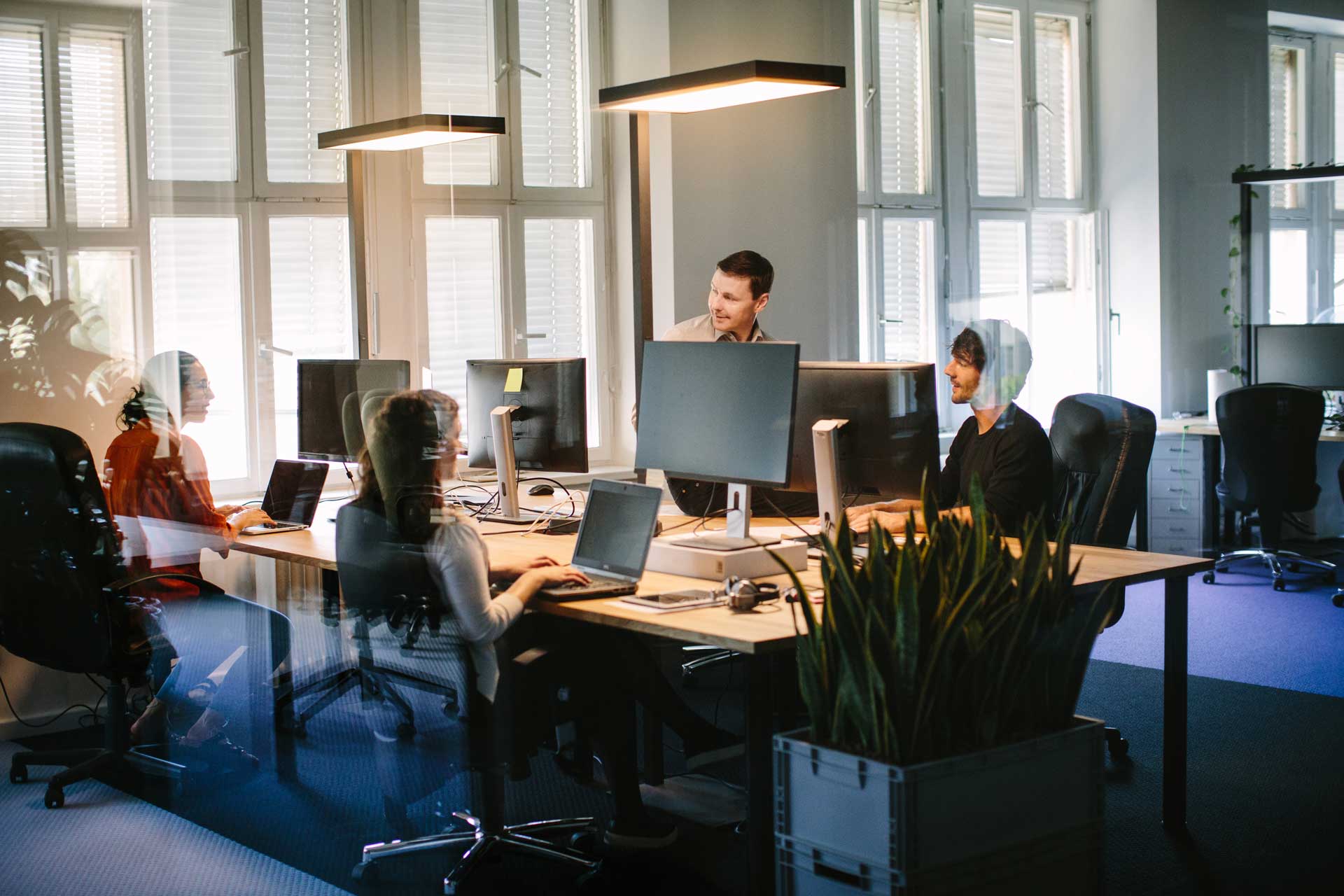 having-conversation-at-workstations-in-small-office
