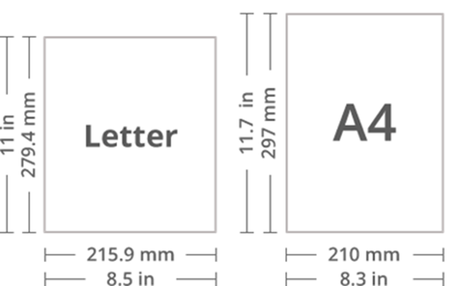 American paper sizes. Letter and Legal paper sizes.